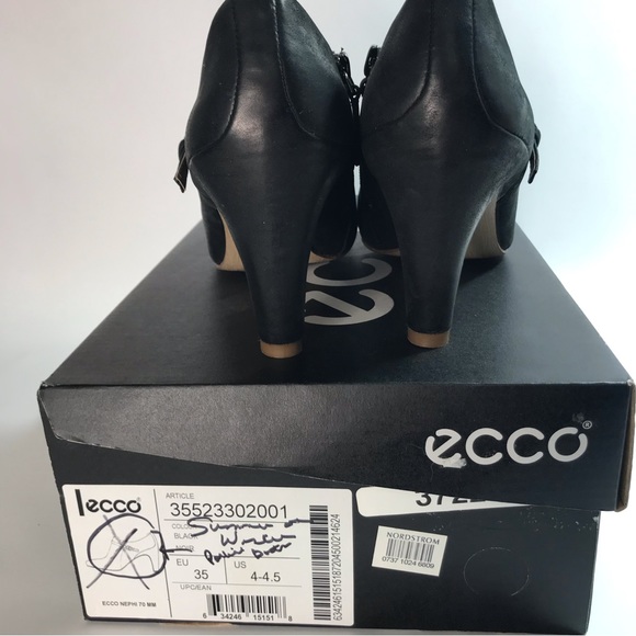 ECCO Women's Black Heeled Leather Booties Size 35 NIB - Picture 9 of 15